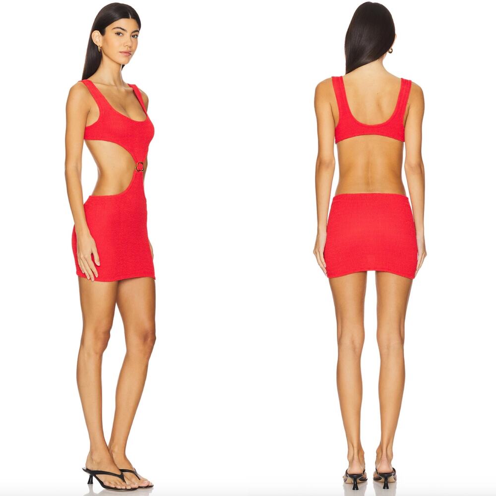 Reina Olga x Ronny Kobo AUGUSTA Dress - Red Crinkle - One Size - NWT